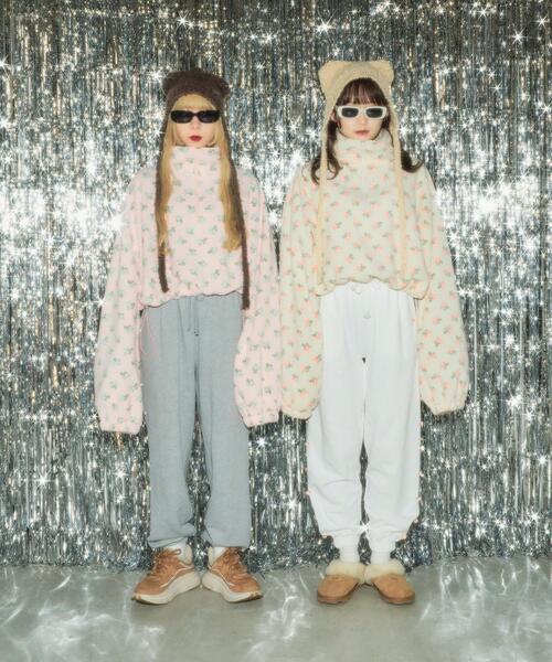 WC(ダブル シー)の「ドローコードフラワーパターンフリース(スウェット・レディース・アイボリー/ピンク・FREE)」の12枚目の写真