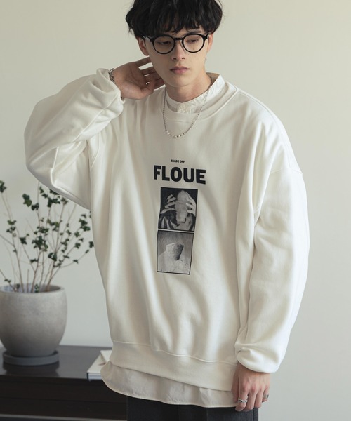 Rocky Monroe（ロッキーモンロー）の「オーバーサイズモノクロフォトプリント裏起毛スウェット/トレーナー（スウェット・メンズ・杢グレー/ブラック/チャコール/ネイビー/ホワイト/ブルー・M/L/XL）」の7枚目の写真