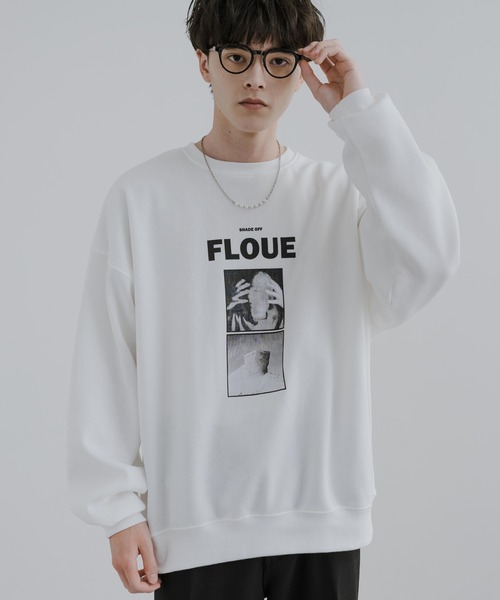 オーバーサイズモノクロフォトプリント裏起毛スウェット/トレーナー