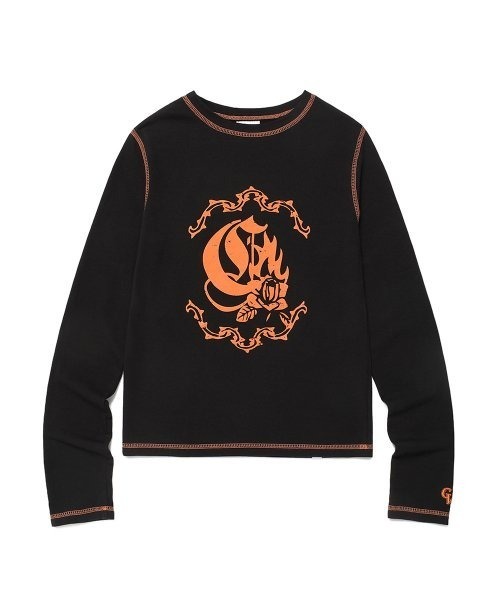 Cavish（カビシ）の「A'GEM/9 × .kom『CAVISH/カビシ』FLAME ROSE LS TEE/ローズデザイン 長袖Tシャツ（Tシャツ/カットソー・レディース・ピンク/ブラック・FREE）」の5枚目の写真