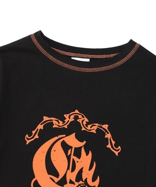 Cavish（カビシ）の「A'GEM/9 × .kom『CAVISH/カビシ』FLAME ROSE LS TEE/ローズデザイン 長袖Tシャツ（Tシャツ/カットソー・レディース・ピンク/ブラック・FREE）」の7枚目の写真