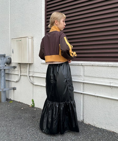 CIAOPANIC（チャオパニック）の「シャイニーカーゴティアードスカート（スカート・レディース・ブラック/オレンジ/シルバー・0/1）」の6枚目の写真