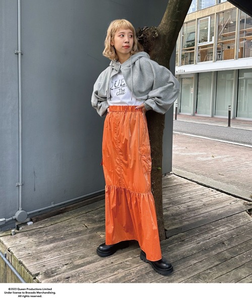 CIAOPANIC（チャオパニック）の「シャイニーカーゴティアードスカート（スカート・レディース・ブラック/オレンジ/シルバー・0/1）」の10枚目の写真