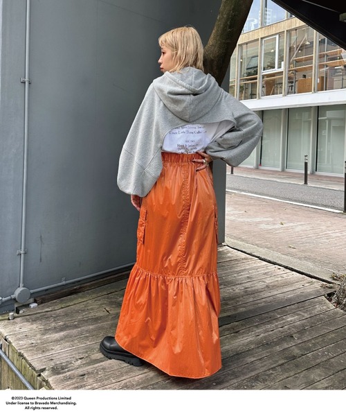 CIAOPANIC（チャオパニック）の「シャイニーカーゴティアードスカート（スカート・レディース・ブラック/オレンジ/シルバー・0/1）」の13枚目の写真