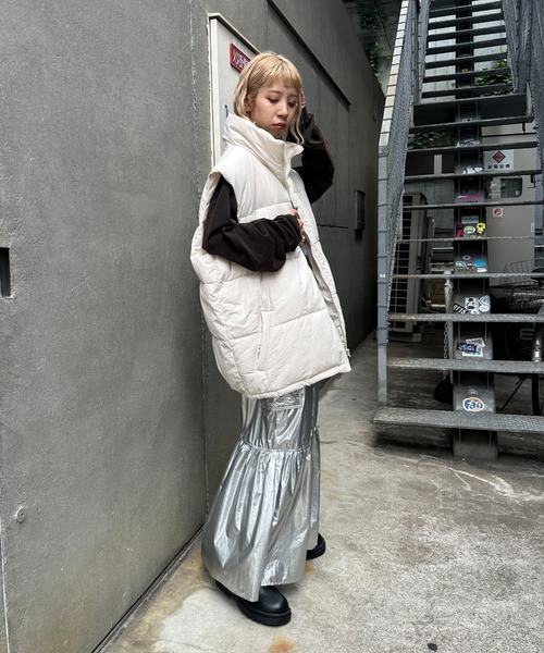 CIAOPANIC（チャオパニック）の「シャイニーカーゴティアードスカート（スカート・レディース・ブラック/オレンジ/シルバー・0/1）」の19枚目の写真