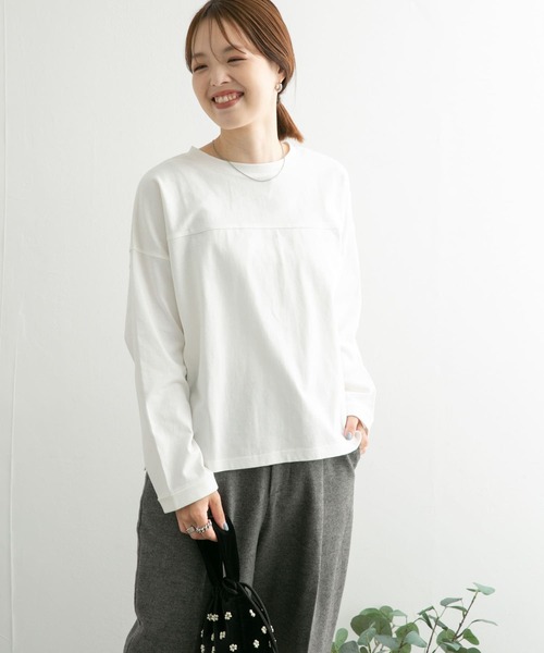URBAN RESEARCH DOORS(アーバンリサーチドアーズ)の「USAコットンロングスリーブTシャツ(Tシャツ/カットソー・レディース・オフホワイト/ブラック/パープル・MEDIUM)」の2枚目の写真
