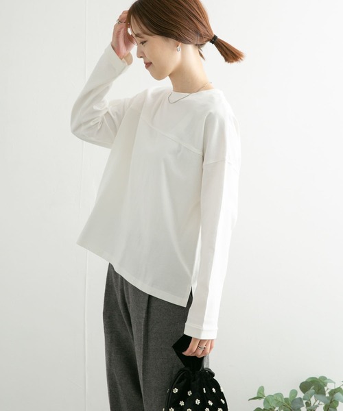 URBAN RESEARCH DOORS(アーバンリサーチドアーズ)の「USAコットンロングスリーブTシャツ(Tシャツ/カットソー・レディース・オフホワイト/ブラック/パープル・MEDIUM)」の12枚目の写真