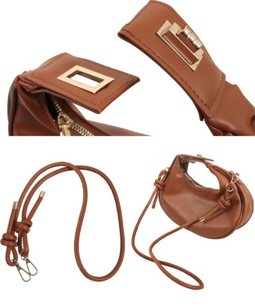 KOBE LETTUCE（コウベレタス）の「ハーフムーンバッグ（ハンドバッグ・レディース・ブラウン/ブラック・FREE）」の8枚目の写真