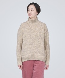 ウールヤク混ネップ糸ハイネックセーター