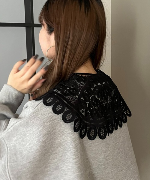 prose verse(プロズヴェール)の「ラウンドラインレースつけ襟(付け襟・レディース・ブラック/オフホワイト・MEDIUM)」の3枚目の写真