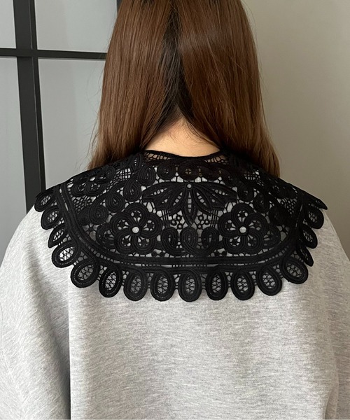 prose verse(プロズヴェール)の「ラウンドラインレースつけ襟(付け襟・レディース・ブラック/オフホワイト・MEDIUM)」の4枚目の写真