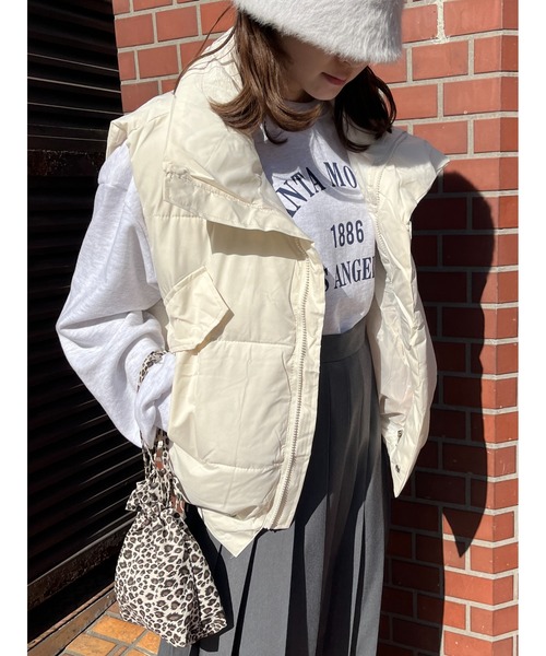 WC（ダブル シー）の「オーバーフェイクダウンベスト（ダウンベスト・レディース・アイボリー/ピンク/ブラック・FREE）」の9枚目の写真