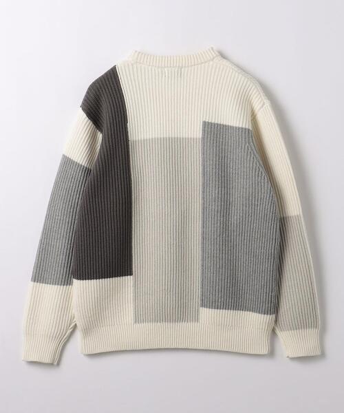 green label relaxing（グリーンレーベルリラクシング）の「コットンアクリル ブロック アゼ クルーネック ニット（ニット/セーター・メンズ・ダークグレー/オフホワイト・XL/S/M/L）」の15枚目の写真