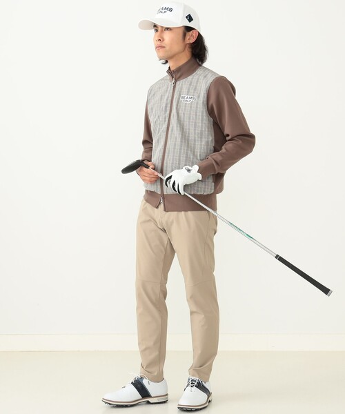 美品！BEAMS GOLF PURPLE LABEL チェックブルゾン BEAMS GOLF PURPLE LABEL / チェックフロント ニットジップブルゾン