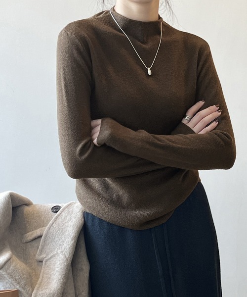 Miniministore(ミニミニストア)の「秋冬 ニットトップス レディースきれいめ(ニット/セーター・レディース・グレー/アイボリー/ダークブラウン/オリーブ系/ブラック/ベージュ/ライトブラウン・フリー)」の21枚目の写真