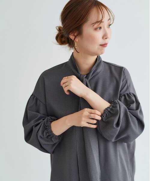 le.coeur blanc（ルクールブラン）の「ガンクラブチェックボウタイブラウス（シャツ/ブラウス・レディース・ブルー系その他4/グレー系その他・38）」の6枚目の写真