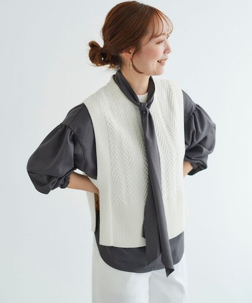 le.coeur blanc（ルクールブラン）の「ガンクラブチェックボウタイブラウス（シャツ/ブラウス・レディース・ブルー系その他4/グレー系その他・38）」の8枚目の写真