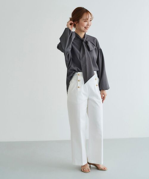 le.coeur blanc（ルクールブラン）の「ガンクラブチェックボウタイブラウス（シャツ/ブラウス・レディース・ブルー系その他4/グレー系その他・38）」の10枚目の写真