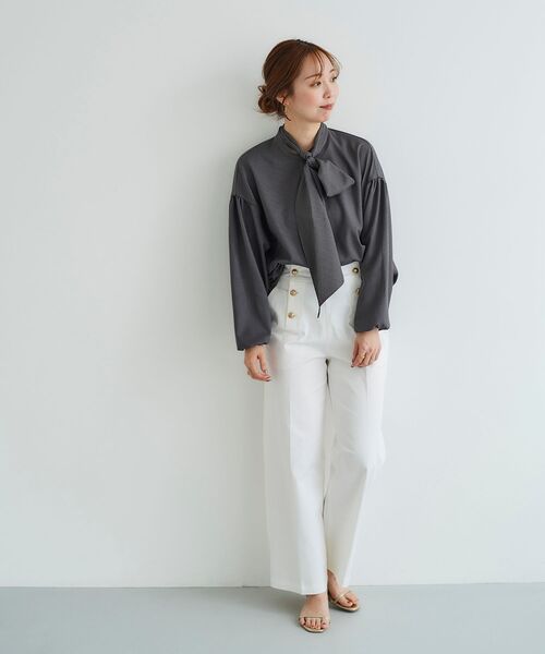 le.coeur blanc（ルクールブラン）の「ガンクラブチェックボウタイブラウス（シャツ/ブラウス・レディース・ブルー系その他4/グレー系その他・38）」の11枚目の写真