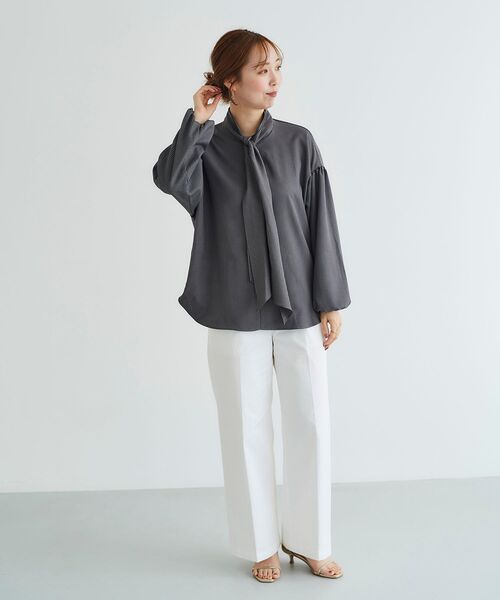 le.coeur blanc（ルクールブラン）の「ガンクラブチェックボウタイブラウス（シャツ/ブラウス・レディース・ブルー系その他4/グレー系その他・38）」の14枚目の写真