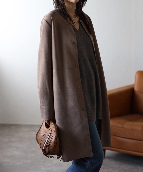 OLIVERスエードコート セール】ストレッチスエードコート（テーラードジャケット）｜＆HALF