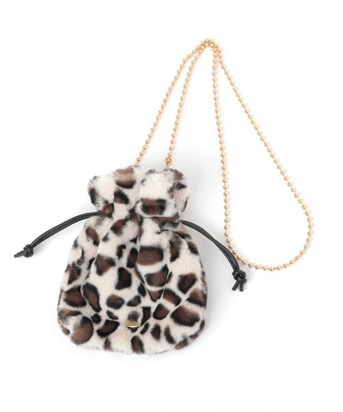 tiny tiny（ティニーティニー）の「巾着チェーンショルダーバッグ[tiny tiny(ティニーティニー)]（ショルダーバッグ・レディース・ブルー/アイボリー/ブラック/ブラック系/ブルー系その他/ホワイト系その他2/レオパード/ホワイト系その他/ブルー系その他2・0）」の9枚目の写真