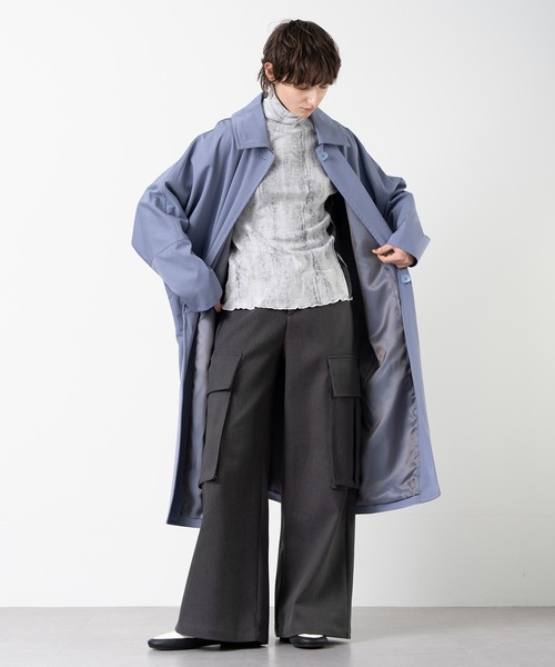 ELOOPS(イーループス)の「【ELOOPS】ラグランスリーブ ステンカラーコート(ステンカラーコート・レディース・ベージュ/オリーブ/サックスブルー・S/M/L)」の22枚目の写真