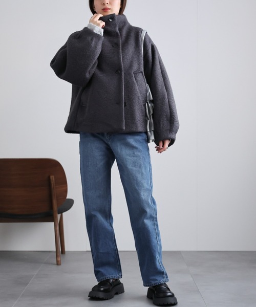 セール】ブークレ スタンドカラーブルゾン/コート（ブルゾン