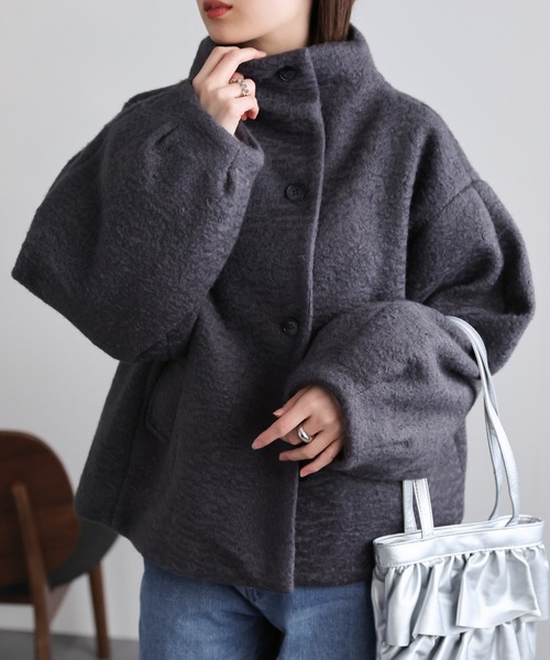 セール】ブークレ スタンドカラーブルゾン/コート（ブルゾン