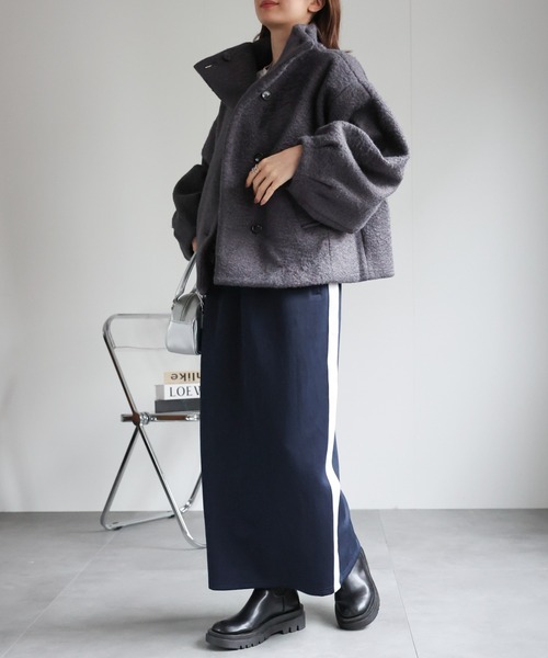 セール】ブークレ スタンドカラーブルゾン/コート（ブルゾン