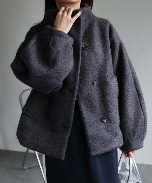 セール】ブークレ スタンドカラーブルゾン/コート（ブルゾン