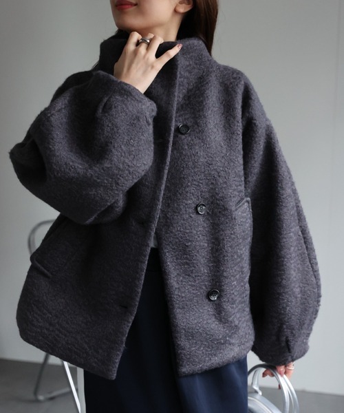 セール】ブークレ スタンドカラーブルゾン/コート（ブルゾン