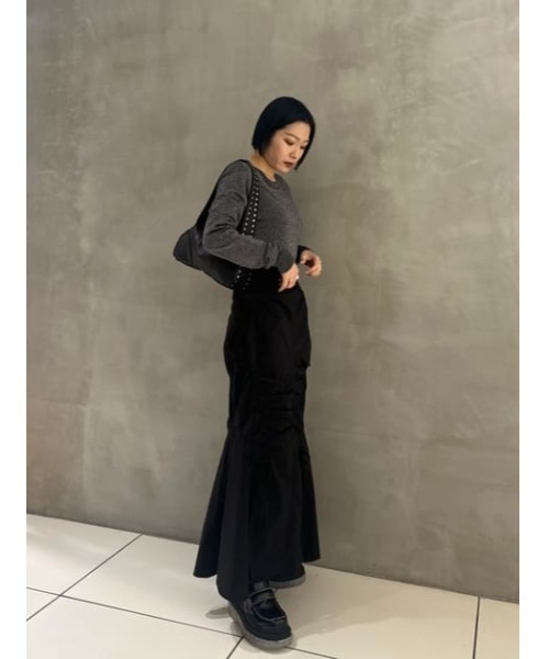 SLY（スライ）の「SHIRRING STRING M/SK シャーリング ストリング ミディ スカート（スカート・レディース・オフホワイト/ブラック/マルチ・2/1）」の13枚目の写真