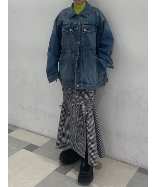 SLY（スライ）の「SHIRRING STRING M/SK シャーリング ストリング ミディ スカート（スカート・レディース・オフホワイト/ブラック/マルチ・2/1）」の15枚目の写真