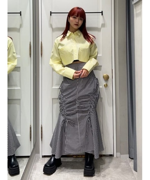 SLY（スライ）の「SHIRRING STRING M/SK シャーリング ストリング ミディ スカート（スカート・レディース・オフホワイト/ブラック/マルチ・2/1）」の20枚目の写真