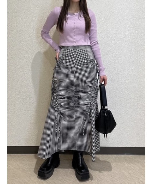 SLY（スライ）の「SHIRRING STRING M/SK シャーリング ストリング ミディ スカート（スカート・レディース・オフホワイト/ブラック/マルチ・2/1）」の22枚目の写真