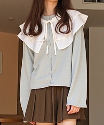 フリル襟付きラメメロートップス