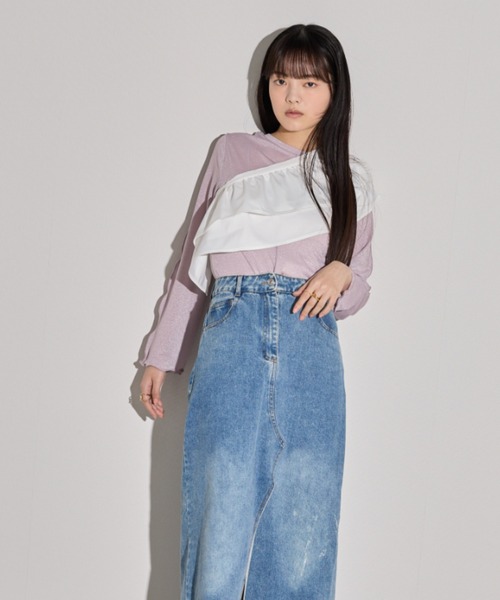 paravion（パラビオン）の「フリル襟付きラメメロートップス（Tシャツ/カットソー・レディース・ピンク/ホワイト/ブラック・FREE）」の18枚目の写真