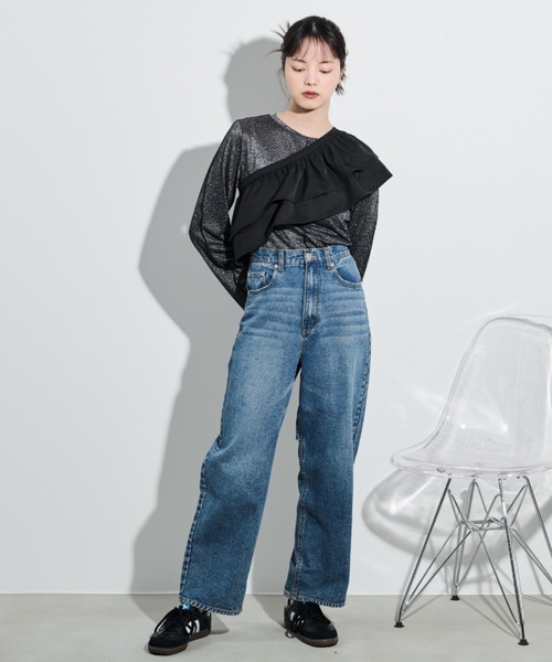 paravion（パラビオン）の「フリル襟付きラメメロートップス（Tシャツ/カットソー・レディース・ピンク/ホワイト/ブラック・FREE）」の10枚目の写真