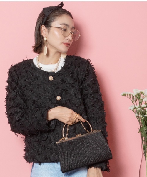 MHBG TOKYO(エムエイチビージートーキョー)の「ツッキリジャガード ノーカラージャケット(ノーカラージャケット・レディース・ブラック/アイボリー・FREE)」の20枚目の写真