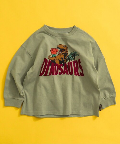 BREEZE（ブリーズ）の「【WEB限定・ユニセックス】カラバリプリント長袖Tシャツ（Tシャツ/カットソー・キッズ・グレー/オフホワイト/エメラルド/ブラック/サックスブルー/カーキ/イエロー/パープル/チャコール/オレンジ・90/100/150/110/120/130/140）」の5枚目の写真