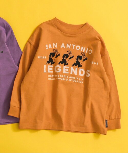 BREEZE（ブリーズ）の「【WEB限定・ユニセックス】カラバリプリント長袖Tシャツ（Tシャツ/カットソー・キッズ・グレー/オフホワイト/エメラルド/ブラック/サックスブルー/カーキ/イエロー/パープル/チャコール/オレンジ・90/100/150/110/120/130/140）」の10枚目の写真