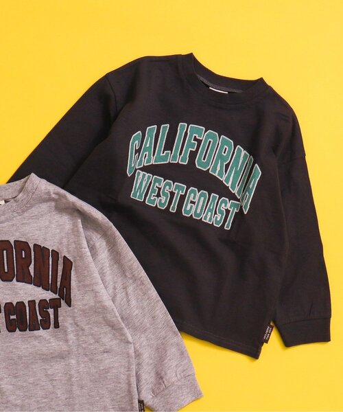 BREEZE（ブリーズ）の「【WEB限定・ユニセックス】カラバリプリント長袖Tシャツ（Tシャツ/カットソー・キッズ・グレー/オフホワイト/エメラルド/ブラック/サックスブルー/カーキ/イエロー/パープル/チャコール/オレンジ・90/100/150/110/120/130/140）」の4枚目の写真