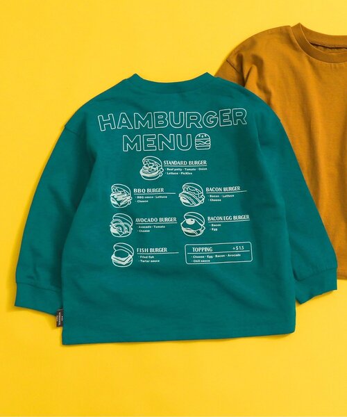 BREEZE（ブリーズ）の「【WEB限定・ユニセックス】カラバリプリント長袖Tシャツ（Tシャツ/カットソー・キッズ・グレー/オフホワイト/エメラルド/ブラック/サックスブルー/カーキ/イエロー/パープル/チャコール/オレンジ・90/100/150/110/120/130/140）」の6枚目の写真