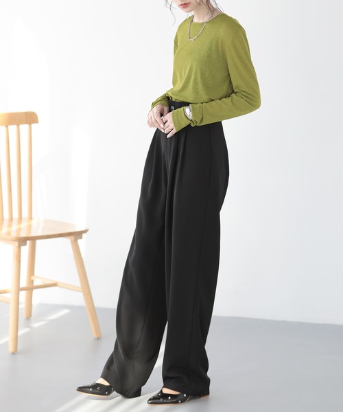 SUNFLOWER EIGHT（サンフラワーエイト）の「春に使いやすい！長袖シアートップス（Tシャツ/カットソー・レディース・ホワイト/ブラウン/ブルー/グレー/ブラック/オリーブ/バーガンディー/グリーン/チャコールグレー/ピンク/ダークブラウン・M/L）」の15枚目の写真