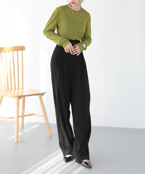 SUNFLOWER EIGHT（サンフラワーエイト）の「春に使いやすい！長袖シアートップス（Tシャツ/カットソー・レディース・ホワイト/ブラウン/ブルー/グレー/ブラック/オリーブ/バーガンディー/グリーン/チャコールグレー/ピンク/ダークブラウン・M/L）」の16枚目の写真