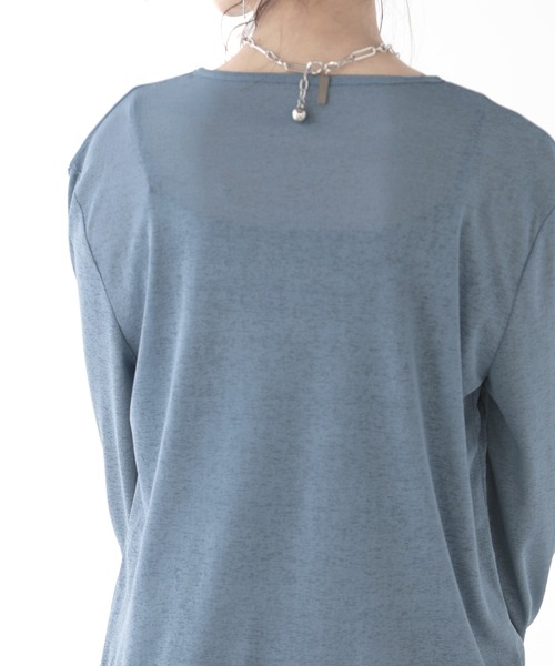 SUNFLOWER EIGHT（サンフラワーエイト）の「春に使いやすい！長袖シアートップス（Tシャツ/カットソー・レディース・ホワイト/ブラウン/ブルー/グレー/ブラック/オリーブ/バーガンディー/グリーン/チャコールグレー/ピンク/ダークブラウン・M/L）」の18枚目の写真