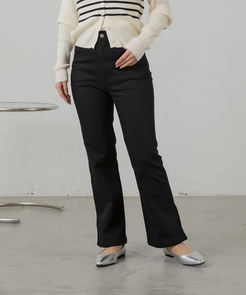 Auntie Rosa Holiday（アンティローザホリデー）の「【骨格ウェーブ】サイドスリットフレアデニム（デニムパンツ・レディース・ブラック/ネイビー・マルチサイズ）」の8枚目の写真