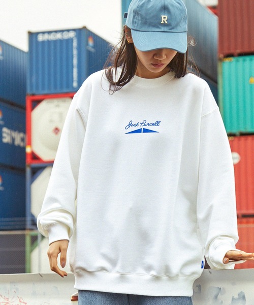 JACK PURCELL(ジャックパーセル)の「CONVERSE JACK PURCELL/コンバース ジャック パーセル ロゴデザイン フレンチテリービッグプルオーバースウェット(スウェット・メンズ・オートミール/ホワイト/ブラック・S/M/L)」の2枚目の写真