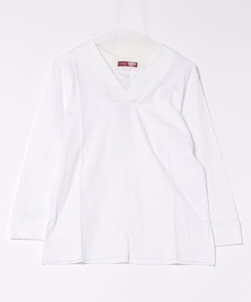 カヤ（カヤ）の「【カヤ】透き影トップス（Tシャツ/カットソー・レディース・スミクロ/ホワイト/ネイビー・FREE）」の2枚目の写真
